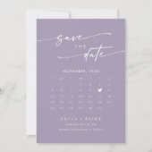 Boho Chic Lavender Lila QR-Code-Foto-Kalender Save The Date (Vorderseite)