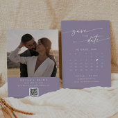 Boho Chic Lavender Lila QR-Code-Foto-Kalender Save The Date