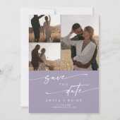 Boho Chic Lavender Lila QR-Code für Multi-Foto Save The Date (Vorderseite)