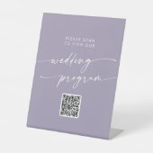Boho Chic Lavender Lila QR Code Wedding Program Sockelschild (Vorderseite)