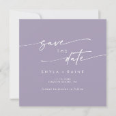 Boho Chic Lavender Lila Square Foto Zurück Save The Date (Vorderseite)