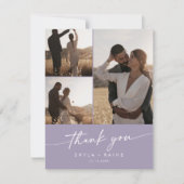 Boho Chic Lavender Lila Wedding Foto Collage Dankeskarte (Vorderseite)