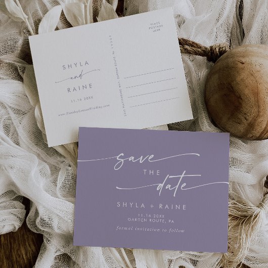 Boho Chic Lavender Lila Wedding Save the Date Einladungspostkarte