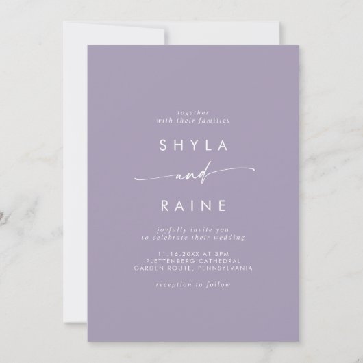 Boho Chic Lavender Plum Lässig Wedding Einladung (Vorderseite)