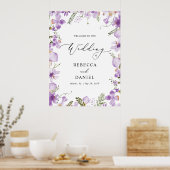 Boho Chic Lavender Wildblumen Hochzeit Willkommen Poster (Küche)