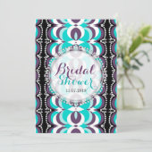 Boho Chic Lila Aqua Brautparty Einladung (Stehend Vorderseite)