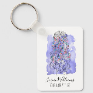 Boho Chic Lila Brautfrisur-Wasserfarbe QR Schlüsselanhänger