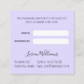 Boho Chic Lila Bridge Friseur Wasserfarben Terminkarte (Rückseite)