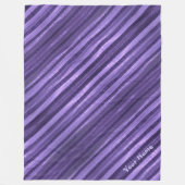 Boho Chic Lila Diagonal Shimmery Stripes Fleecedecke (Vorderseite)