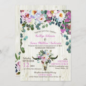 Boho Chic Longhorn Kuh Skull Floral Wedding Einladung (Vorne/Hinten)