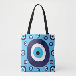 Boho Chic Lucky Griechisches Evil Eye Blau und Wei Tasche