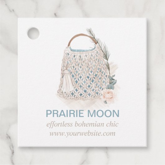 Boho Chic Macrame Watercolor Bag Geschenktasten Geschenkanhänger (Vorderseite)