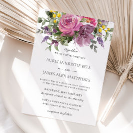 Boho Chic Magenta Pink Lila Mauve Floral Wedding Einladung