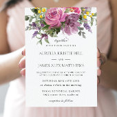 Boho Chic Magenta Pink Lila Mauve Floral Wedding Einladung