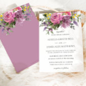 Boho Chic Magenta Pink Lila Mauve Floral Wedding Einladung