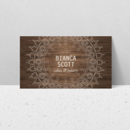Boho Chic Mandala auf Dark Wood Visitenkarte