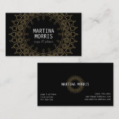 Boho Chic Mandala Black/Gold Visitenkarte (Vorne/Hinten)