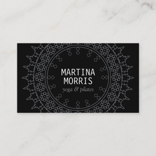 Boho Chic Mandala Black/Gray Visitenkarte (Vorderseite)
