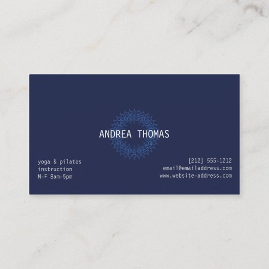 Boho Chic Mandala Blue/Blue Visitenkarte (Rückseite)
