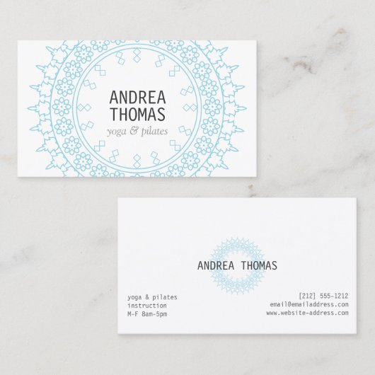 Boho Chic Mandala Blue/White Visitenkarte (Vorne/Hinten)
