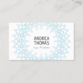 Boho Chic Mandala Blue/White Visitenkarte (Vorderseite)