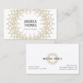 Boho Chic Mandala Imitats Gold/Weiß Visitenkarte (Vorne/Hinten)