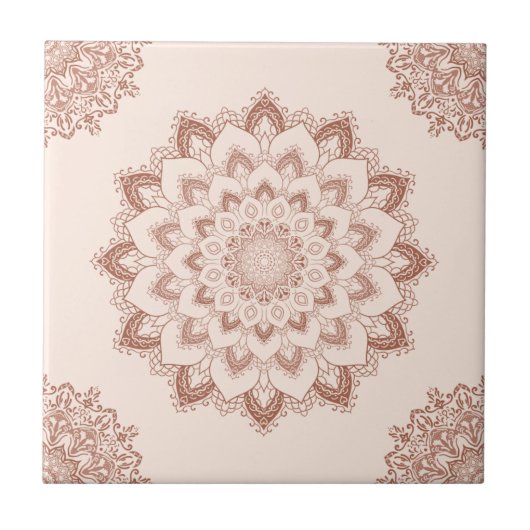 Boho Chic Mandala Modern Accent Neutral Fliese (Vorderseite)