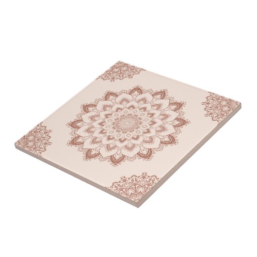 Boho Chic Mandala Modern Accent Neutral Fliese (Seite)