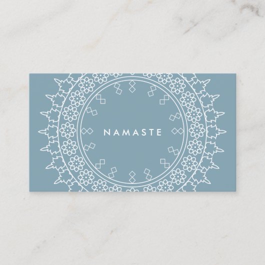 Boho Chic Mandala Namaste Yoga Blue Visitenkarte (Vorderseite)