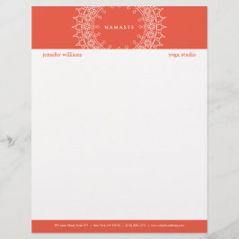 Boho Chic Mandala Namaste Yoga Coral Letterhead Briefkopf