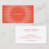 Boho Chic Mandala Namaste Yoga Coral Visitenkarte (Vorne/Hinten)