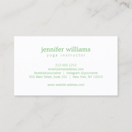 Boho Chic Mandala Namaste Yoga Green Visitenkarte (Rückseite)