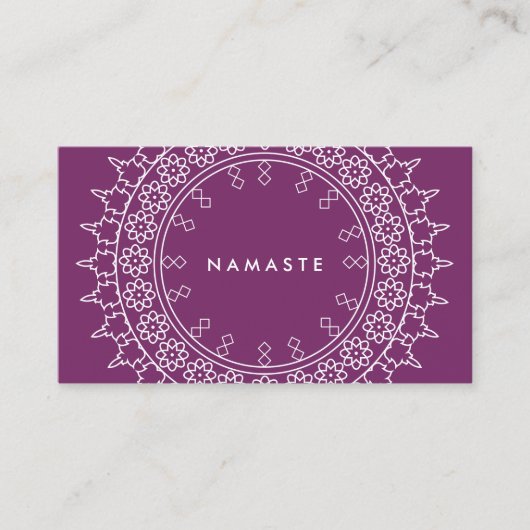 Boho Chic Mandala Namaste Yoga Lila Visitenkarte (Vorderseite)