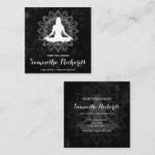 Boho Chic Mandala Trendy Celestial Schwarz-weiß Quadratische Visitenkarte (Vorne/Hinten)