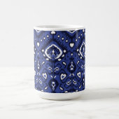 Boho chic Marine Blau-Weiß-Kat-Stammesmuster Tasse (Mittel)