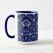 Boho chic Marine Blau-Weiß-Kat-Stammesmuster Tasse (Links)