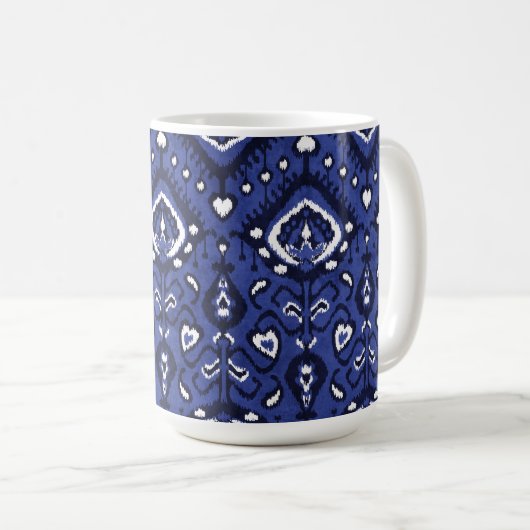 Boho chic Marine Blau-Weiß-Kat-Stammesmuster Tasse (VorderseiteRechts)