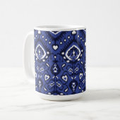 Boho chic Marine Blau-Weiß-Kat-Stammesmuster Tasse (Vorderseite Links)