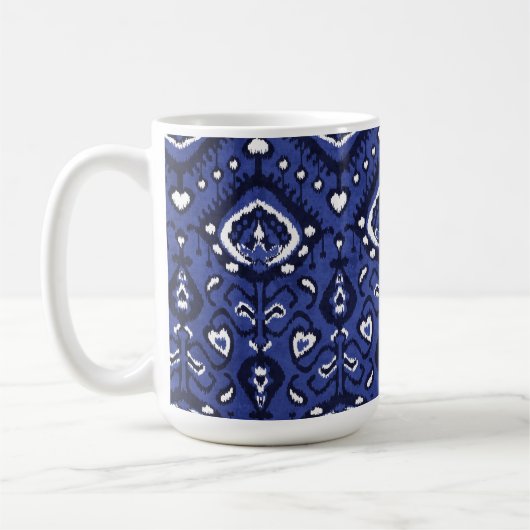 Boho chic Marine Blau-Weiß-Kat-Stammesmuster Tasse (Links)