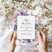 Boho Chic Mauve und Lilac Rose Save the Date Card