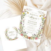 Boho Chic Meadow Wildflower Wreath Bridal Shower Einladung