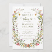 Boho Chic Meadow Wildflower Wreath Bridal Shower Einladung (Vorderseite)