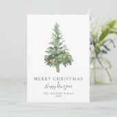 Boho Chic Merry Christmas Aquarellbaum Feiertagskarte (Stehend Vorderseite)