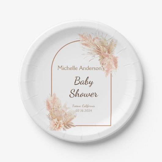 Boho Chic Minimalistisch Baby Duschpapier Teller (Vorderseite)