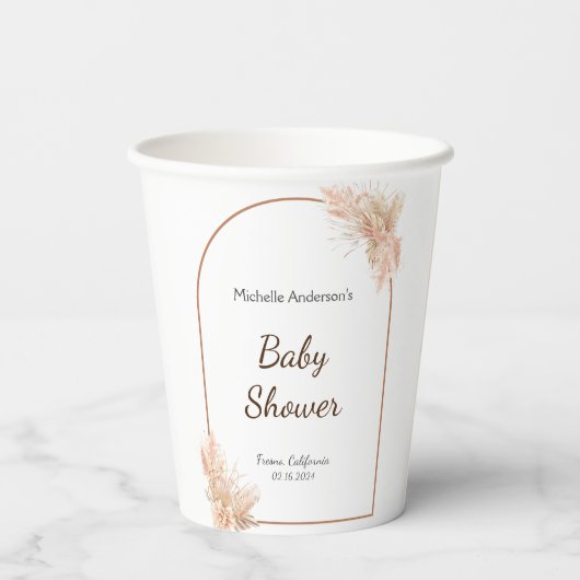 Boho Chic Minimalistisch Baby Duschpapiertaschen Pappbecher (Rückseite)