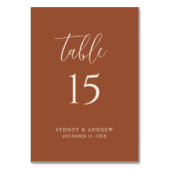 Boho Chic Minimalistisch Terracotta Wedding Tischnummer (Rückseite)