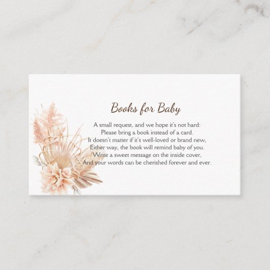 Boho chic Minimalistische Bücher für die Babykarte Platzkarte (Vorderseite)