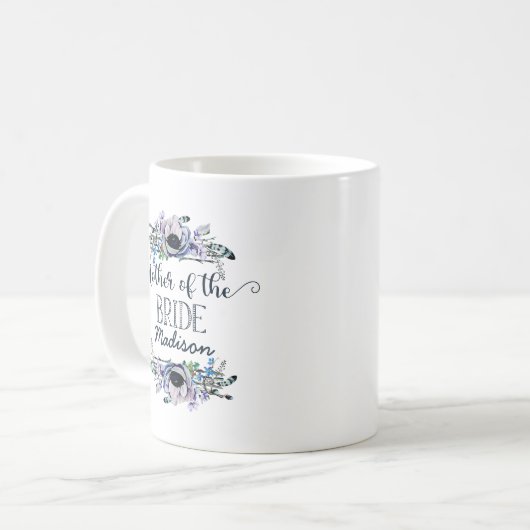 Boho Chic Mint & Navy Blumenmutter der Braut Kaffeetasse (Vorderseite Links)
