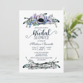 Boho Chic Mint & Navy Bridal Dusche Einladung (Stehend Vorderseite)