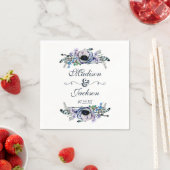 Boho Chic Mint & Navy Floral Monogram Wedding Serviette (Beispiel)